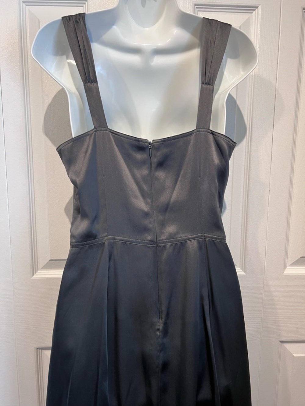 Jacob Grey/Pewter 100% Silk Vintage‎ Fit & Flare Dress Size 10 - Picture 9 of 13